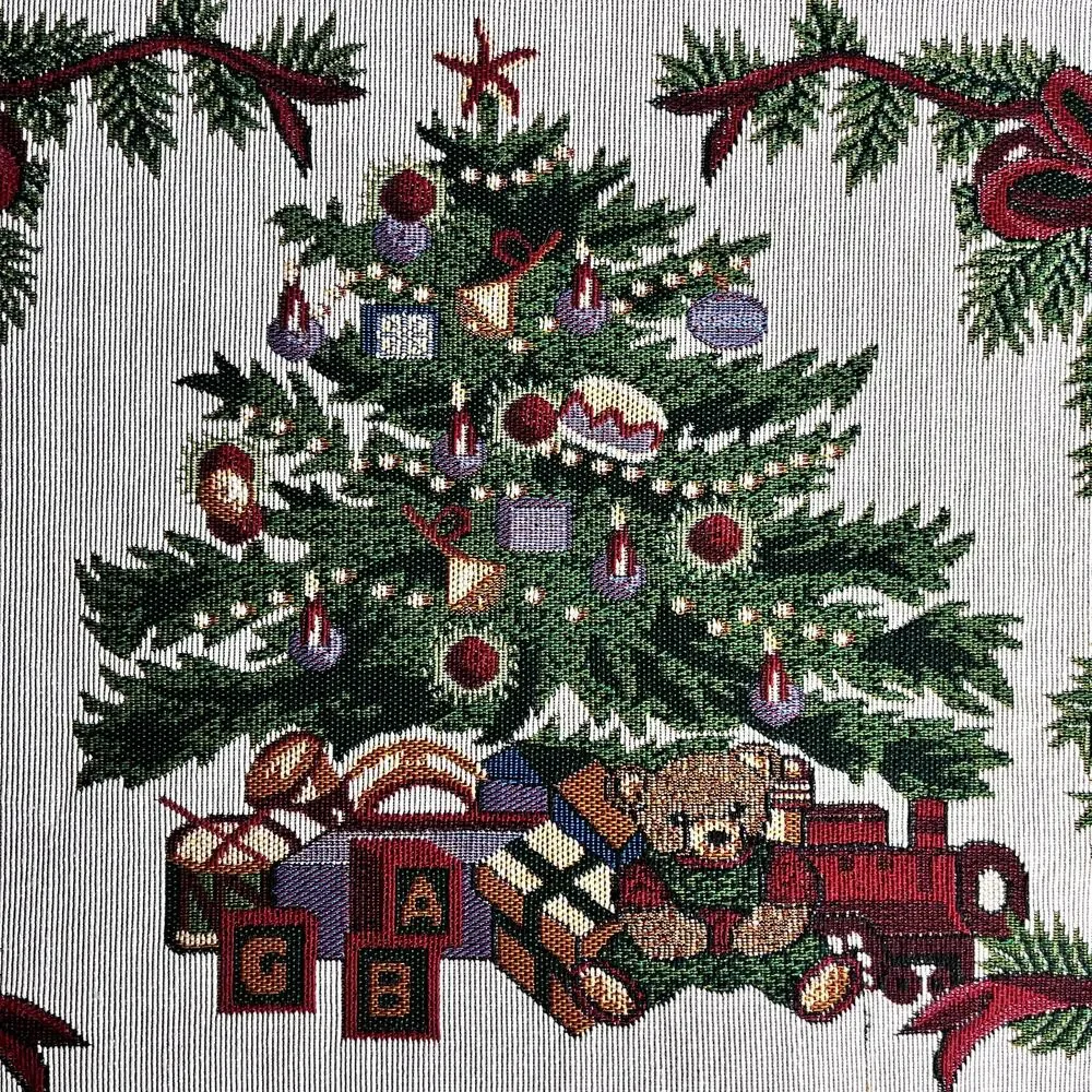 Set of 2 Tapestry Woven Christmas Placemats Tree Toys Teddy Bear Bows 19